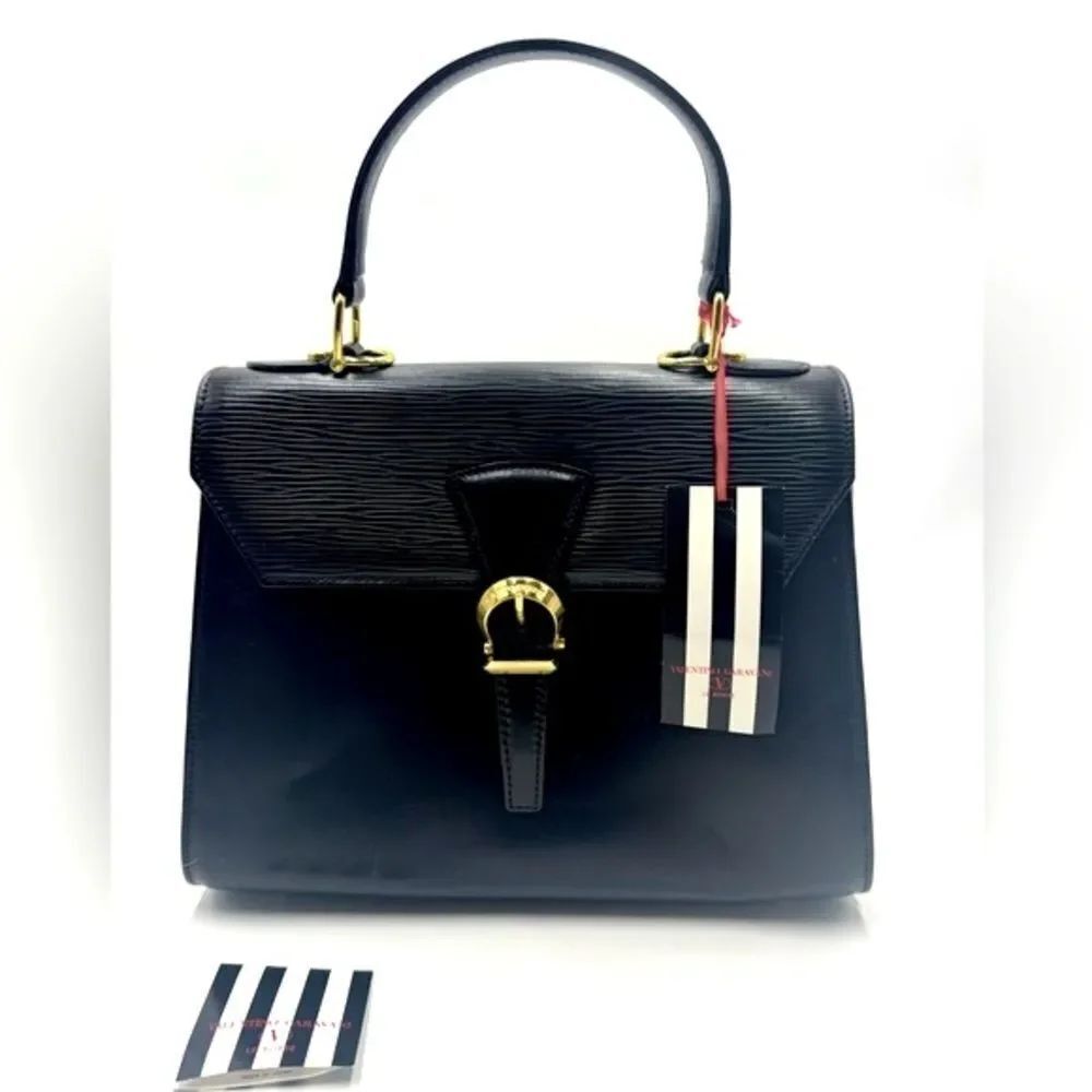Valentino Garavani Black Saffiano & Epi Leather 2way Top Handle Kelly Bag